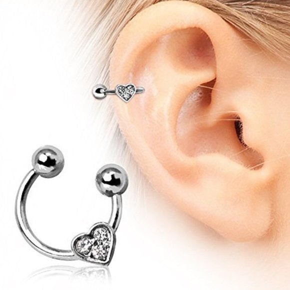 Steel/cz cartilage earrings.  2, NWOT - Picture 2 of 5